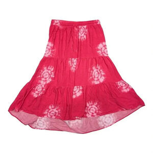 Knox Rose Dark Pink Women's Boho Skirt High Low Tie Dye size Medium